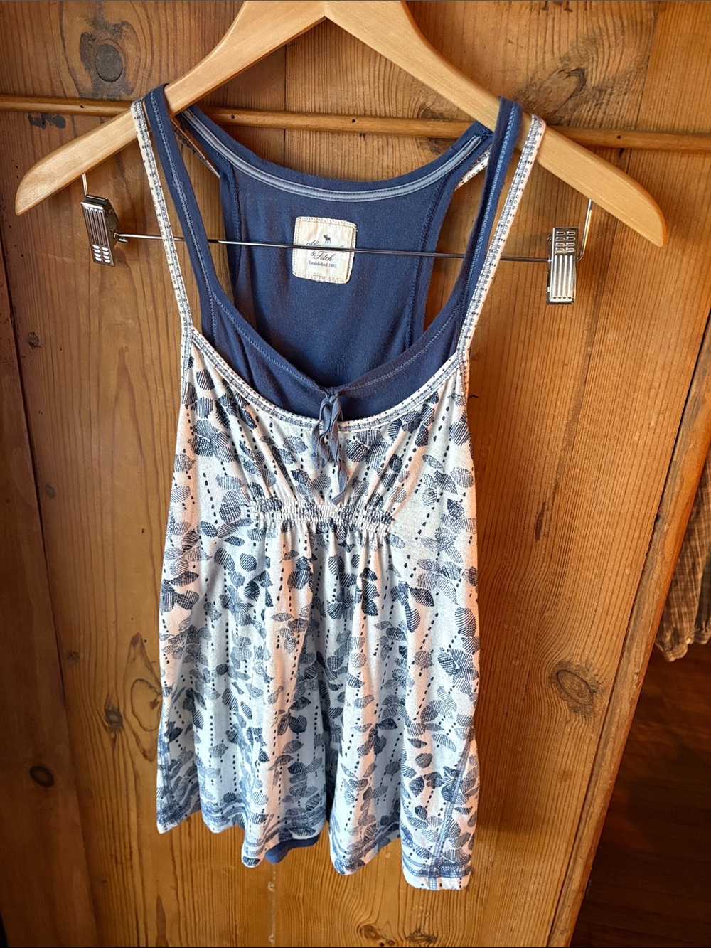 Early 2000s Abercrombie & Fitch Blue Floral Layered Tank vibe